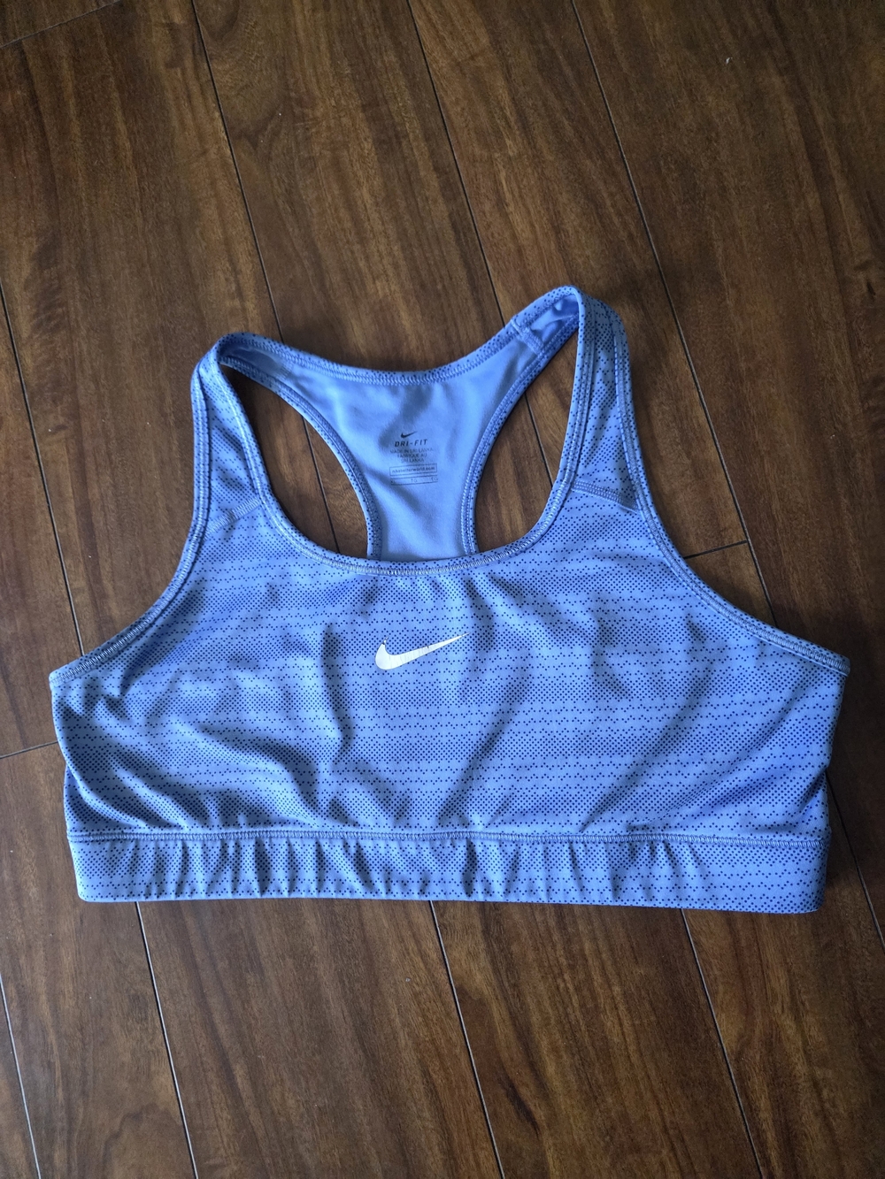 Nike Light Blue Racerback Sports Bra with White Swoosh